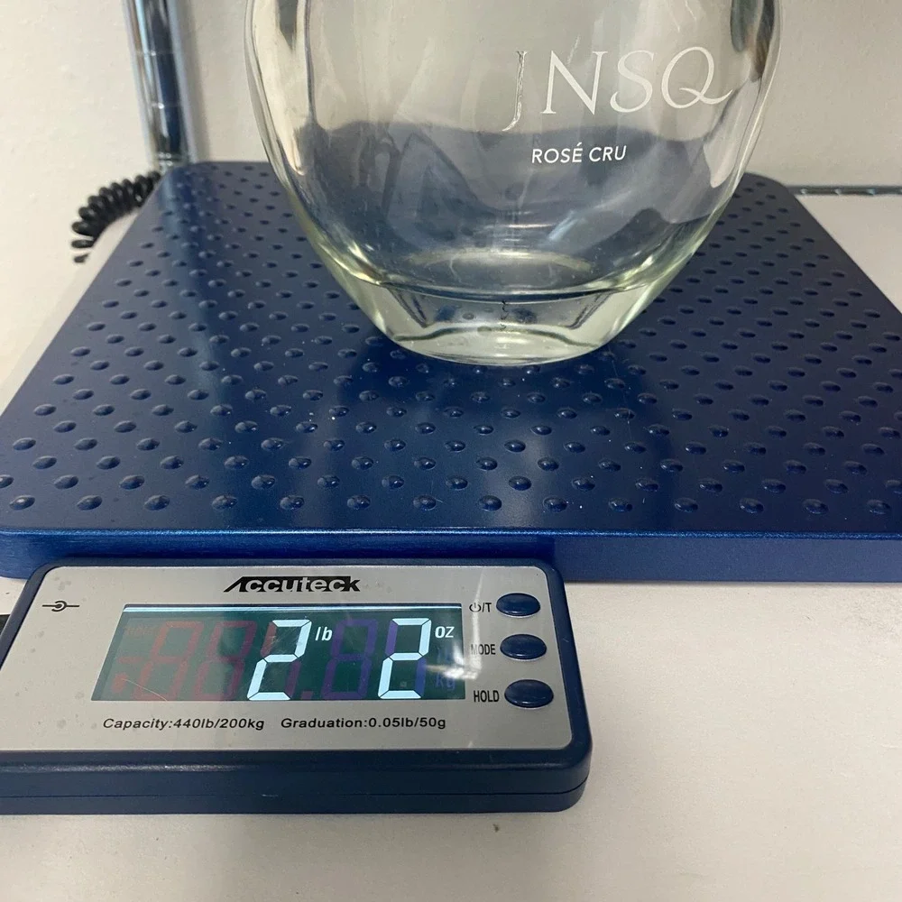 JNSQ Rose Cru‎ Clear Glass Decanter Bottle Round Base with Textured Stopper